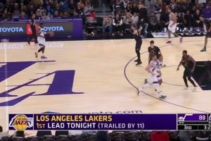 本场第一次反超！东契奇单挑乐福上篮得分